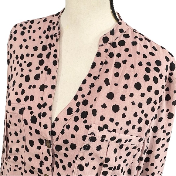 3/$10 Listicle Dress M Babydoll Mini Polka Dot Long Sleeve - Picture 4 of 10